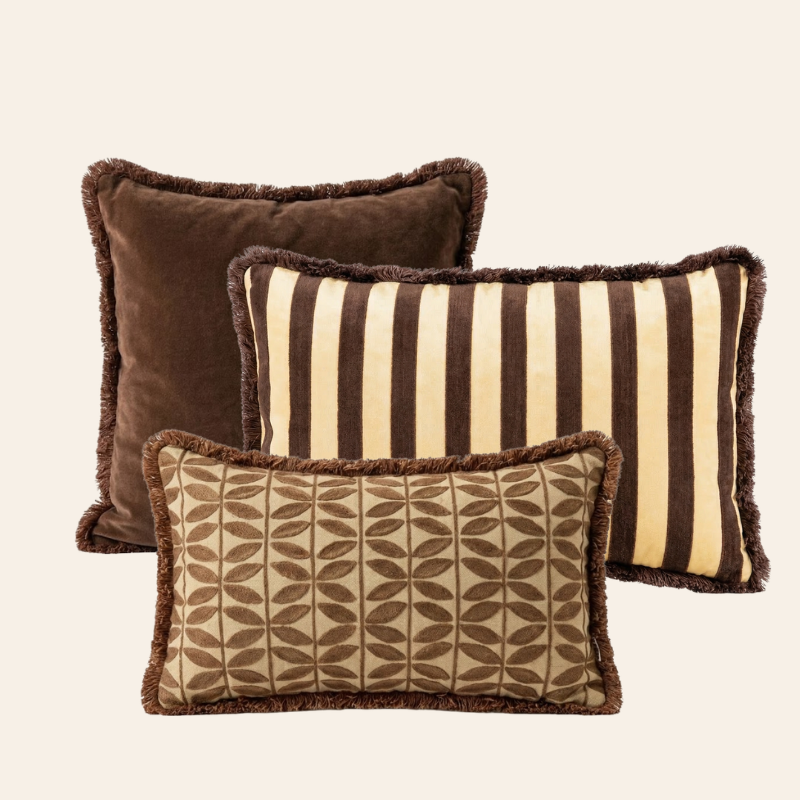 Kotabo Dekokissen-Set Robin – 3er-Set Kissen – Chocolate Chic & Bold B