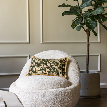 PRE-ORDER Kotabo sierkussen met Griekse print groen met franjes – 30 x 50 cm – Olive Oasis