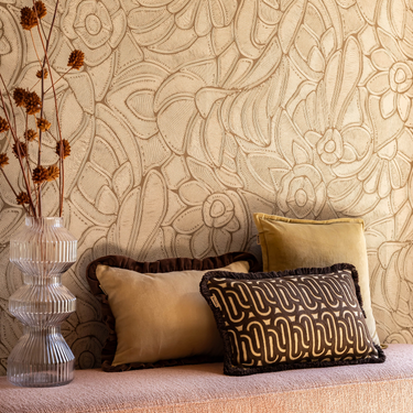 Kotabo sierkussen met swirl print en franjes – 30 x 50 cm – Chocolate Chic