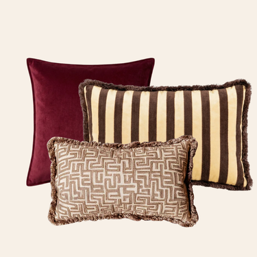 Kotabo sierkussenset Charline – Set van 3 kussens – Chocolate Chic, Magical Mauve & Bold Beige