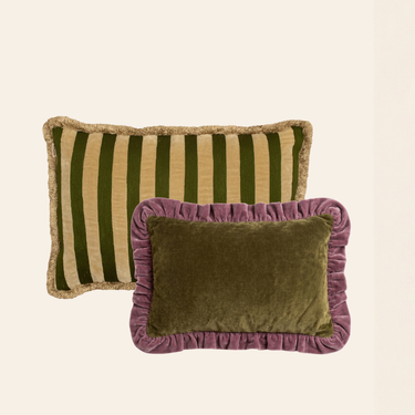Kotabo sierkussenset Vesper – Set van 2 kussens – Olive Oasis & Plum Powder