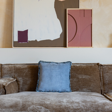 Kotabo sierkussen effen blauw met franjes – 45 x 45 cm – Burly blue