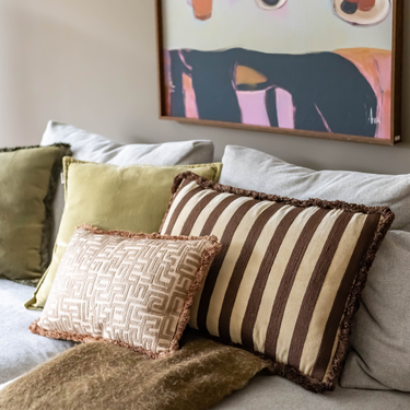 Kotabo sierkussenset Clarissa – Set van 4 kussens – Chocolate Chic, Perfect Pistache, Olive Oasis & Bold Beige