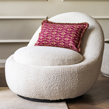 PRE-ORDER Kotabo sierkussen met butterfly print en franjes – 30 x 50 cm – Blushed berry