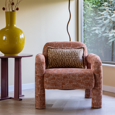 Kotabo sierkussen met swirl print en franjes – 30 x 50 cm – Bold Beige