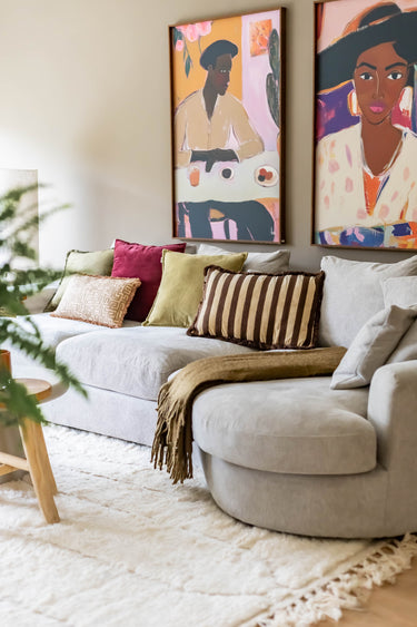 Kotabo sierkussen strepen met franjes – 40 x 60 cm – Chocolate chic