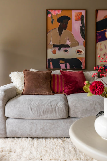 Kotabo sierkussen effen bruin met franjes – 45 x 45 cm – Chocolate Chic