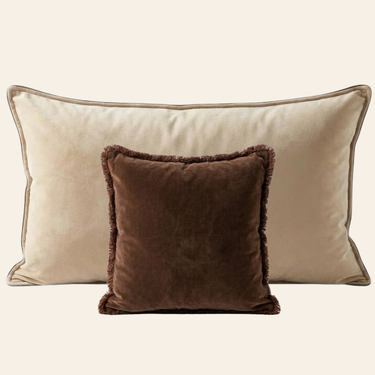 Kotabo coussins décoratifs Florica – Ensemble de 2 coussins – Beige Beurre & Chic Chocolat