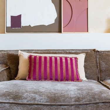 Kotabo Bodine Decorative Cushion Set – Set of 2 Cushions – Butter Beige &amp; Blushed Berry