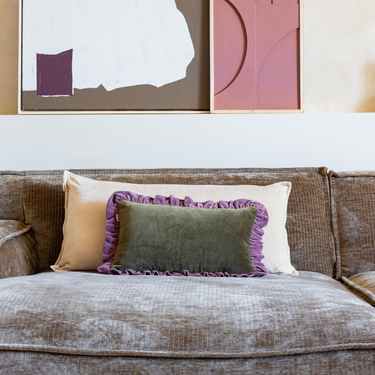 Kotabo coussins décoratifs Avira – Ensemble de 2 coussins – Beige Beurre, Oasis d'Olive & Poudre de Prune