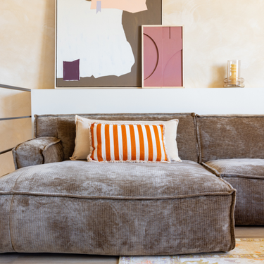 Kotabo coussins décoratifs Novi – Ensemble de 2 coussins – Beige beurre & Orange avoine