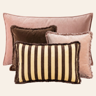 Kotabo sierkussenset Amelia – Set van 4 kussens – Pretty in Pink & Chocolate Chic