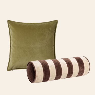 Kotabo sierkussenset Casy – Set van 2 kussens – Perfect Pistache, Chocolate Chic & Butter Beige