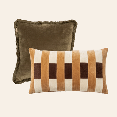 Kotabo sierkussenset Eleanor – Set van 2 kussens – Olive Oasis, Chocolate Chic, Caramel Crunch & Butter Beige