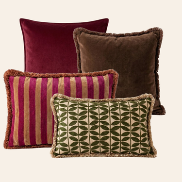 Kotabo sierkussenset Ellie – Set van 4 kussens – Magical Mauve, Chocolate Chic & Olive Oasis