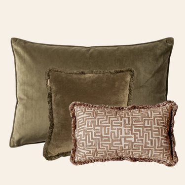 Kotabo sierkussenset Emily – Set van 3 kussens – Olive Oasis & Bold Beige