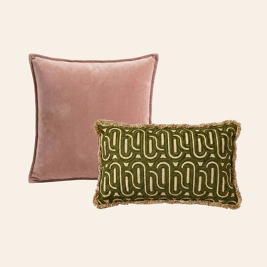 Kotabo sierkussenset Demi – Set van 2 kussens – Pretty in Pink & Olive Oasis