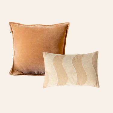 Kotabo sierkussenset Mae – Set van 2 kussens – Caramel Crunch & Beige