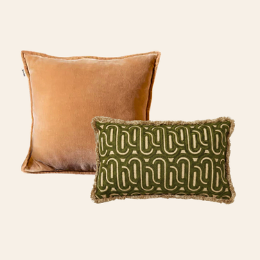 Kotabo sierkussenset Sill – Set van 2 kussens – Caramel Crunch & Olive Oasis