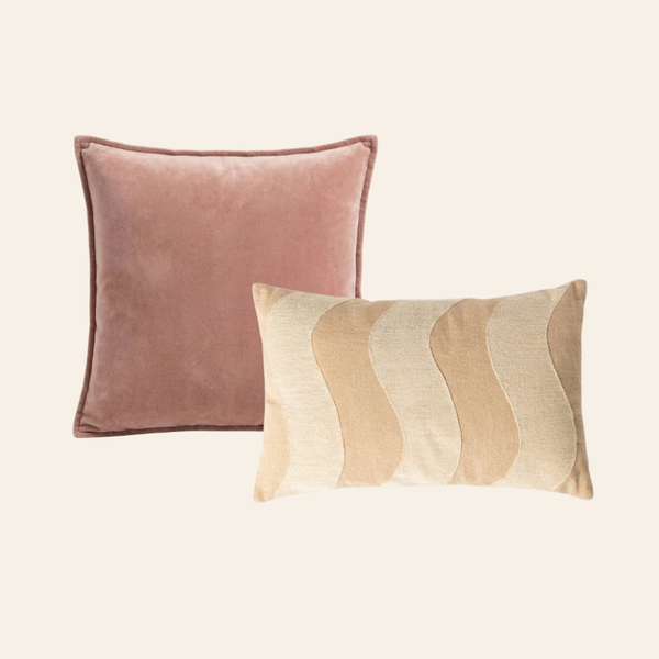 Kotabo pyntepudebetræk Jessie – Sæt med 2 puder – Pretty in Pink & Beige
