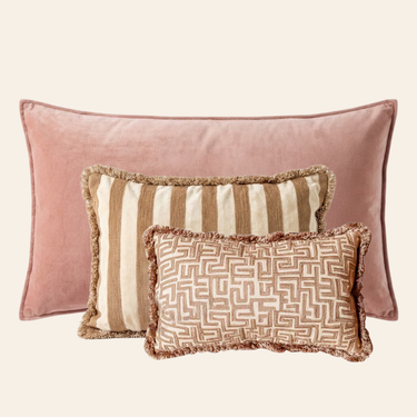 Kotabo decorative cushion set Sanne – Set of 3 cushions – 'Pink &amp; Beige'